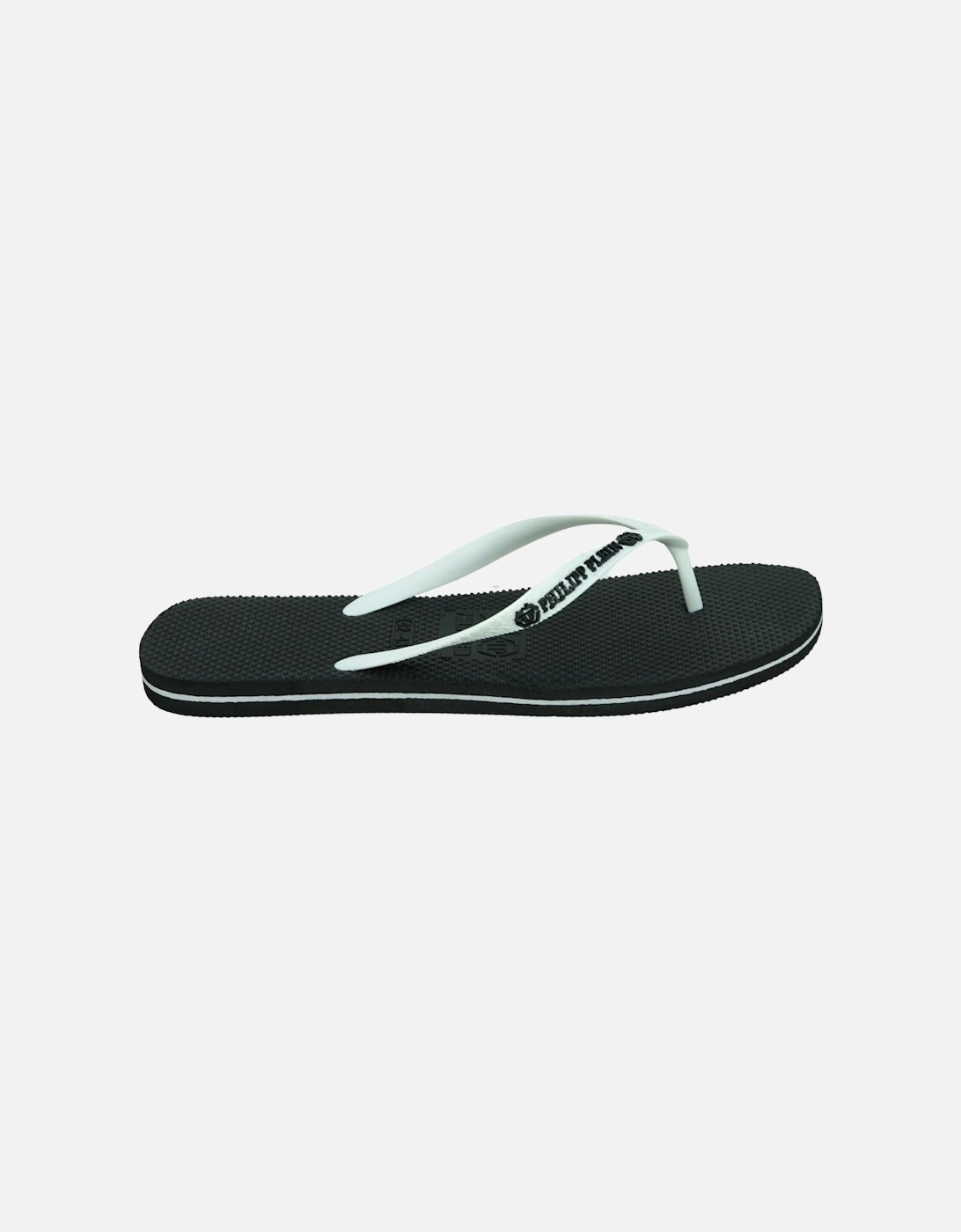 Brand Logo Black White Flip Flops, 5 of 4