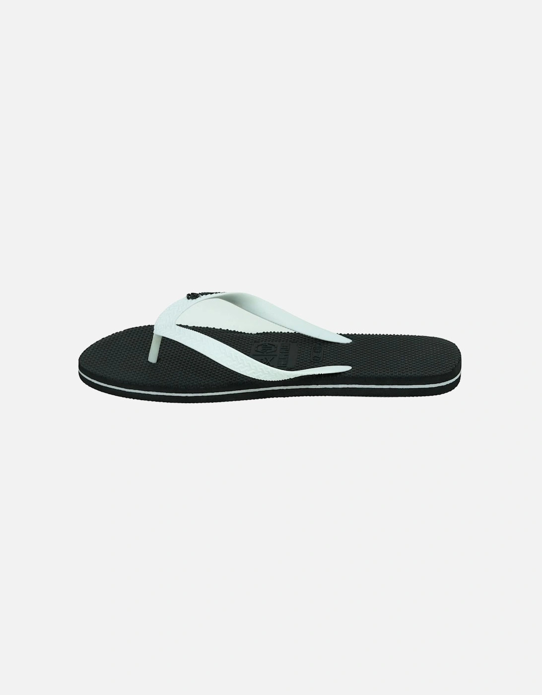 Brand Logo Black White Flip Flops