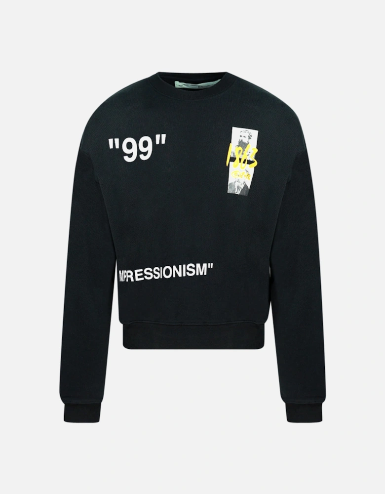 Off White Impressionism Summer Logo Black Sweatshirt