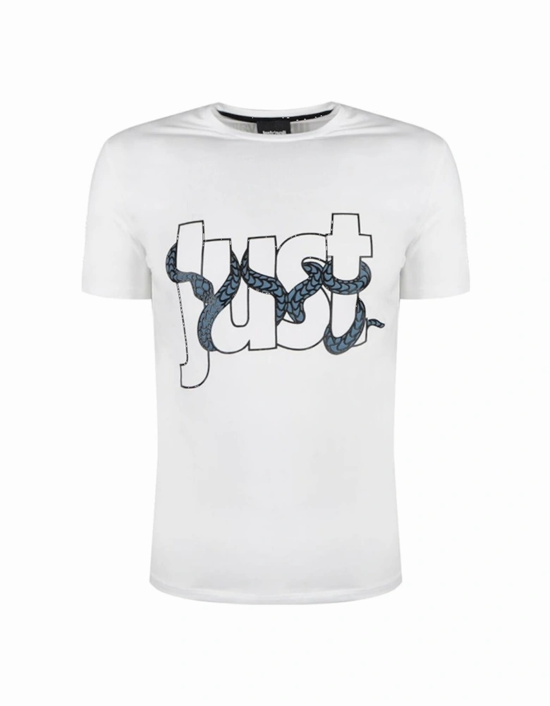 Snake Wrapped Logo White T-Shirt