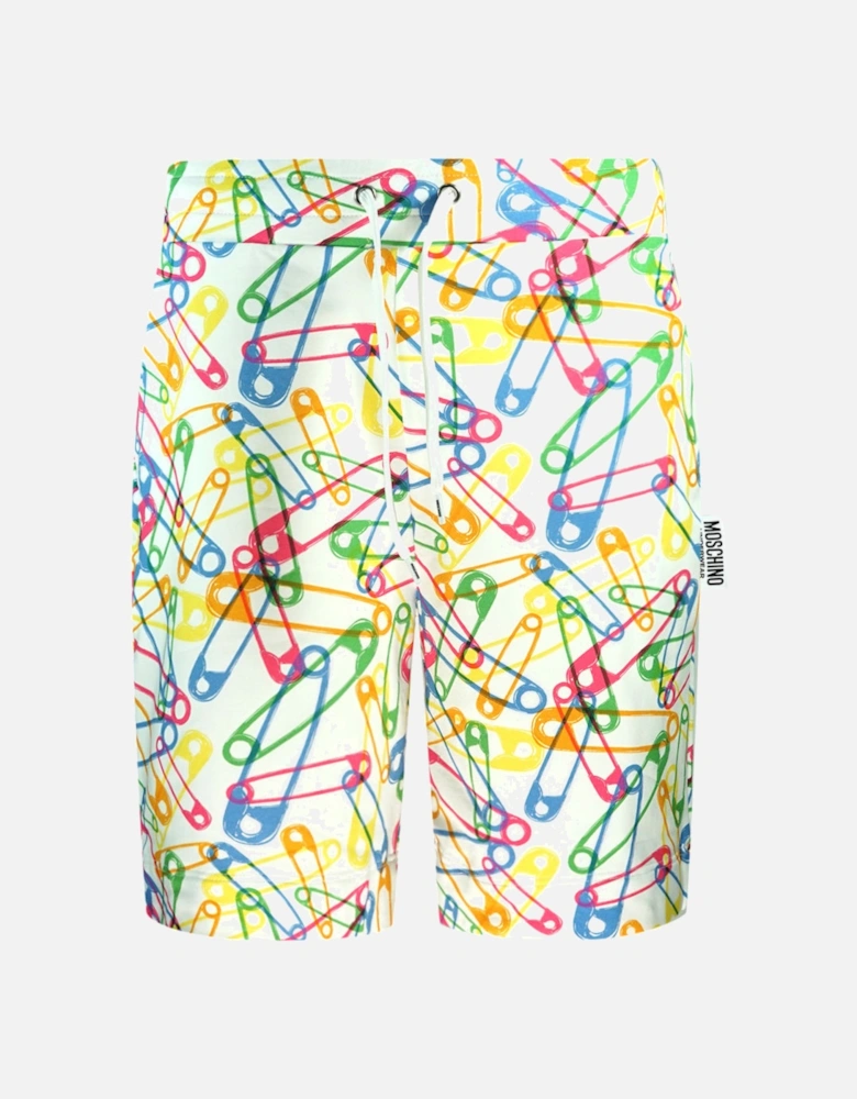 Multicolour Pin Design White Shorts