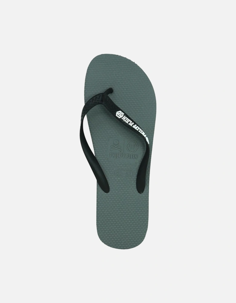 Brand Logo Grey Flip Flops