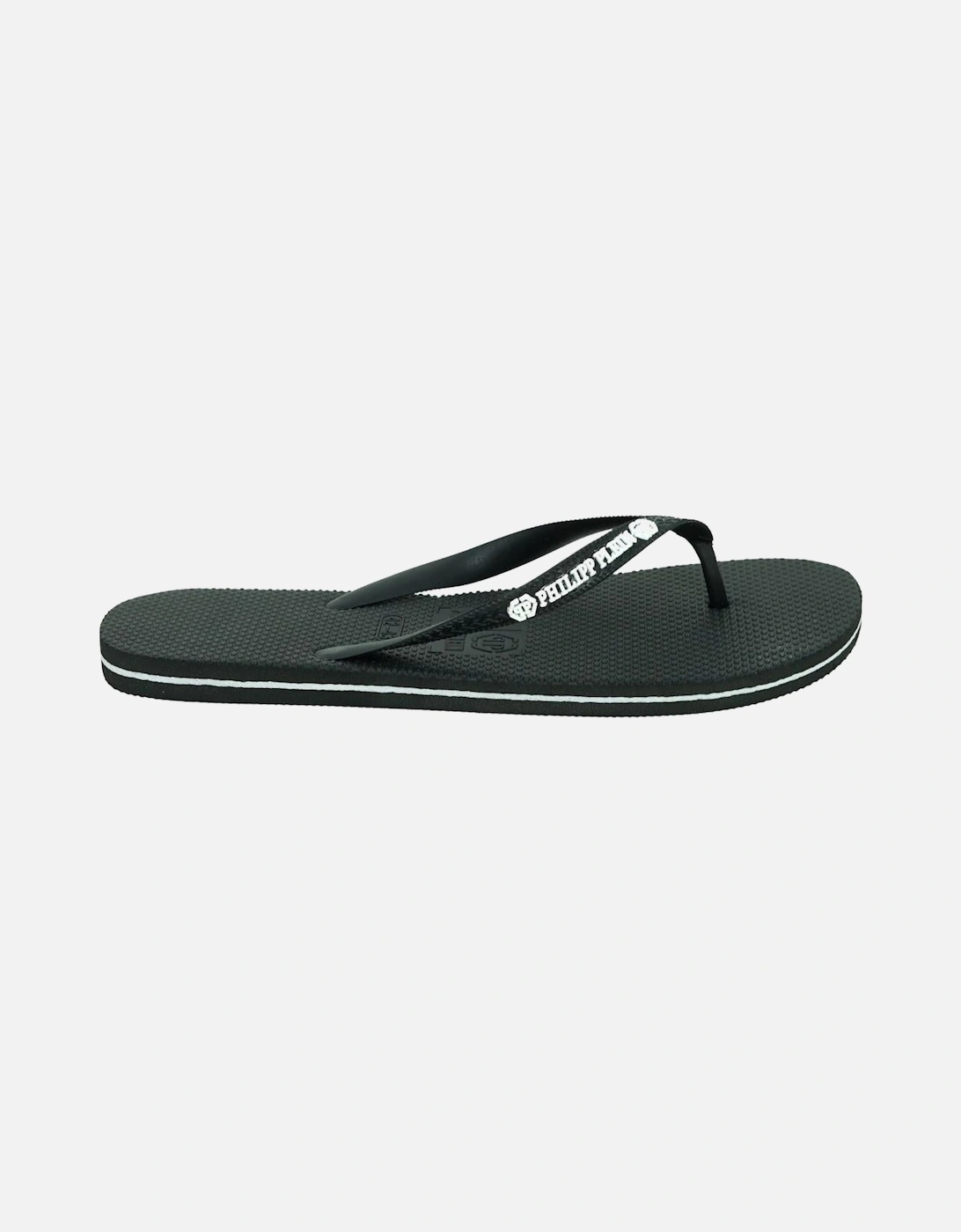 Brand Logo Black Black Flip Flops, 5 of 4