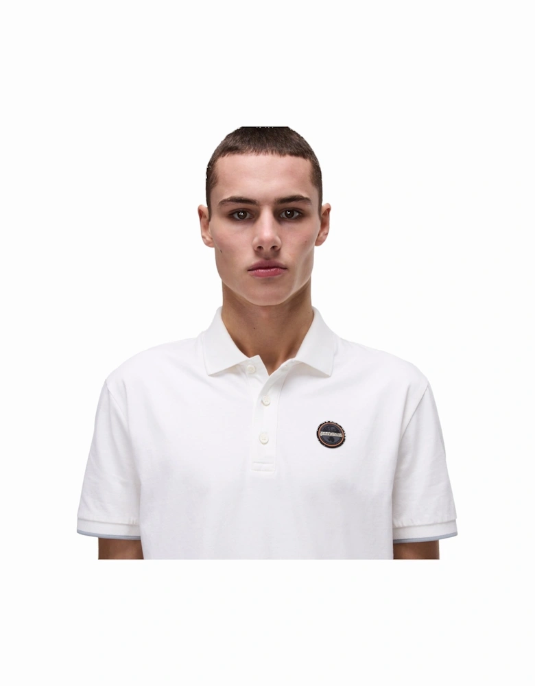 E Badge Polo Shirt White Heron