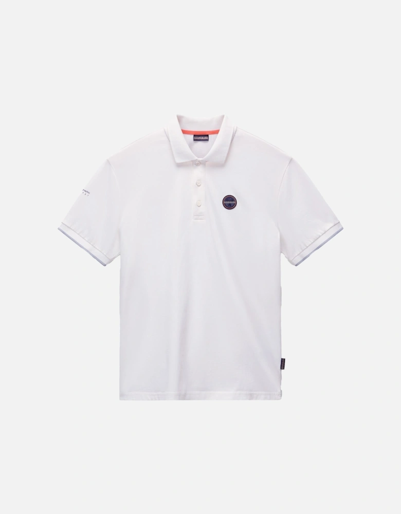 E Badge Polo Shirt White Heron