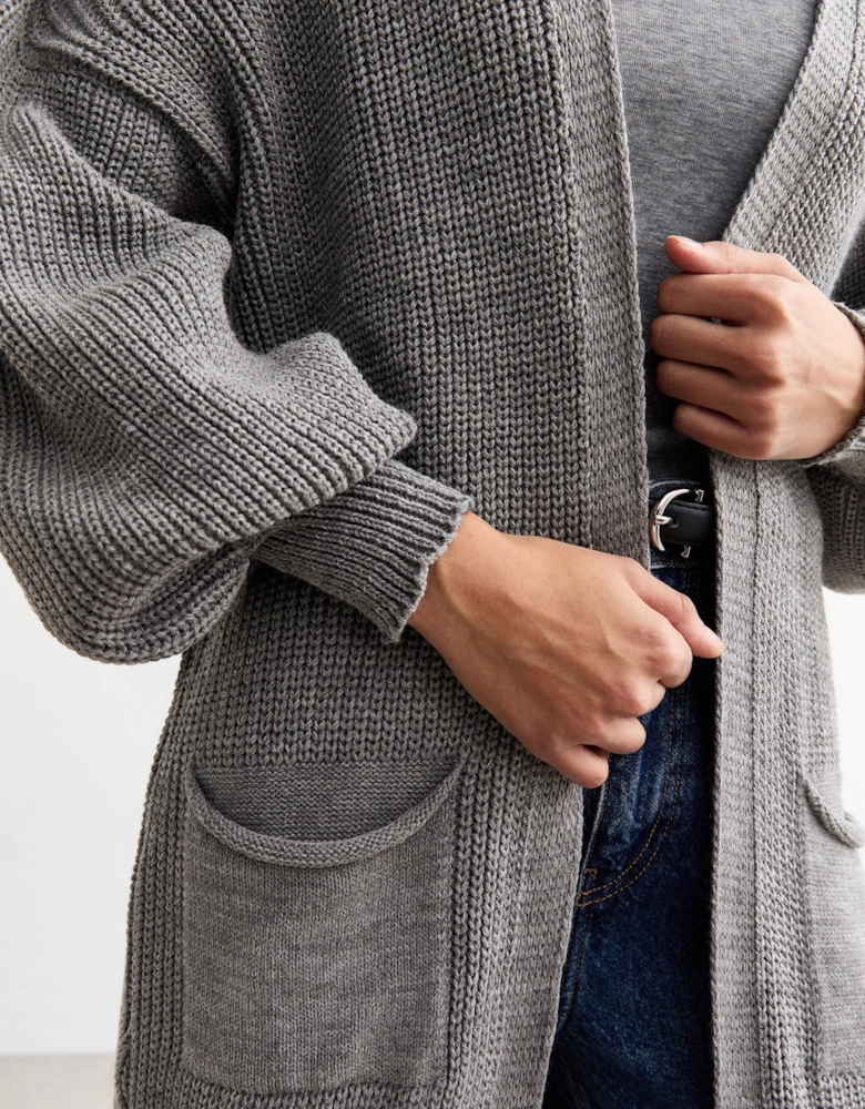 Dark Grey Chunky Knit Long Cardigan