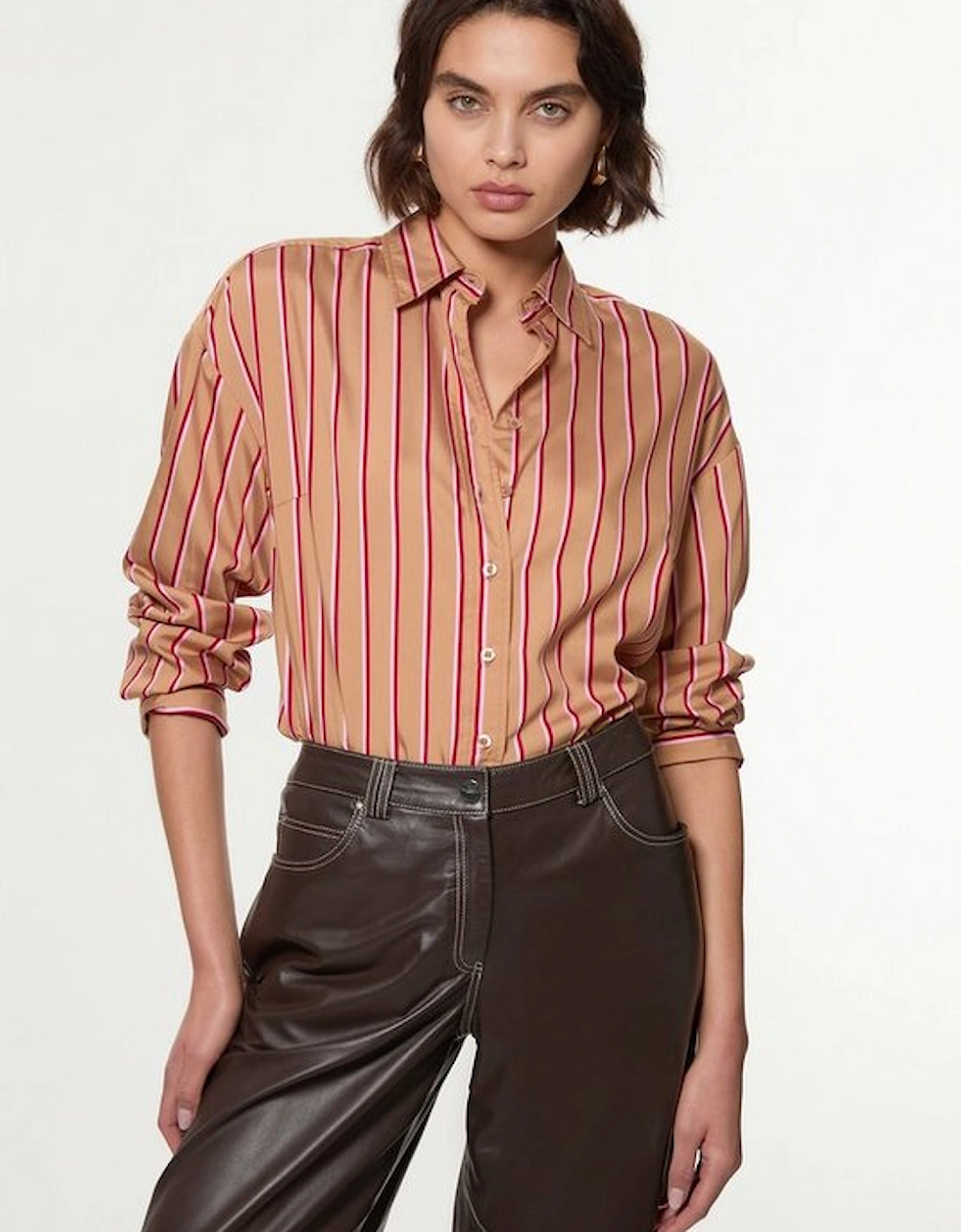 Stripe Cotton Oversized Tailored Essential Shirt