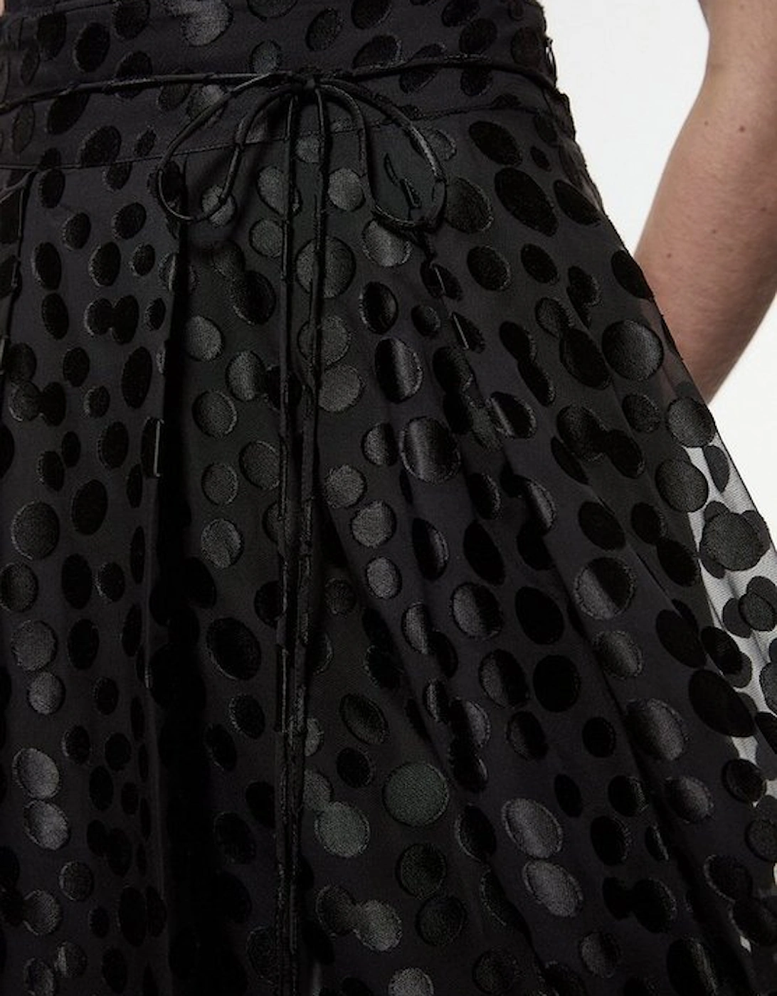 Polka Dot Devoure Front Split Maxi Prom Skirt