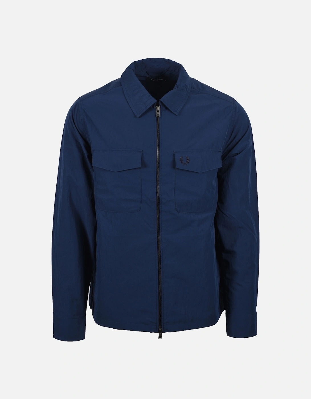 Mens Fred Perry Zip Through Overshirt Tennis Blue - Size: SIZE l