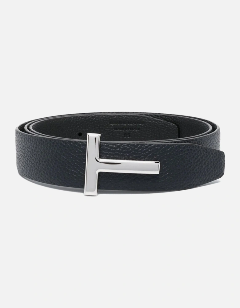 Reversible Leather T Belt 30MM Navy