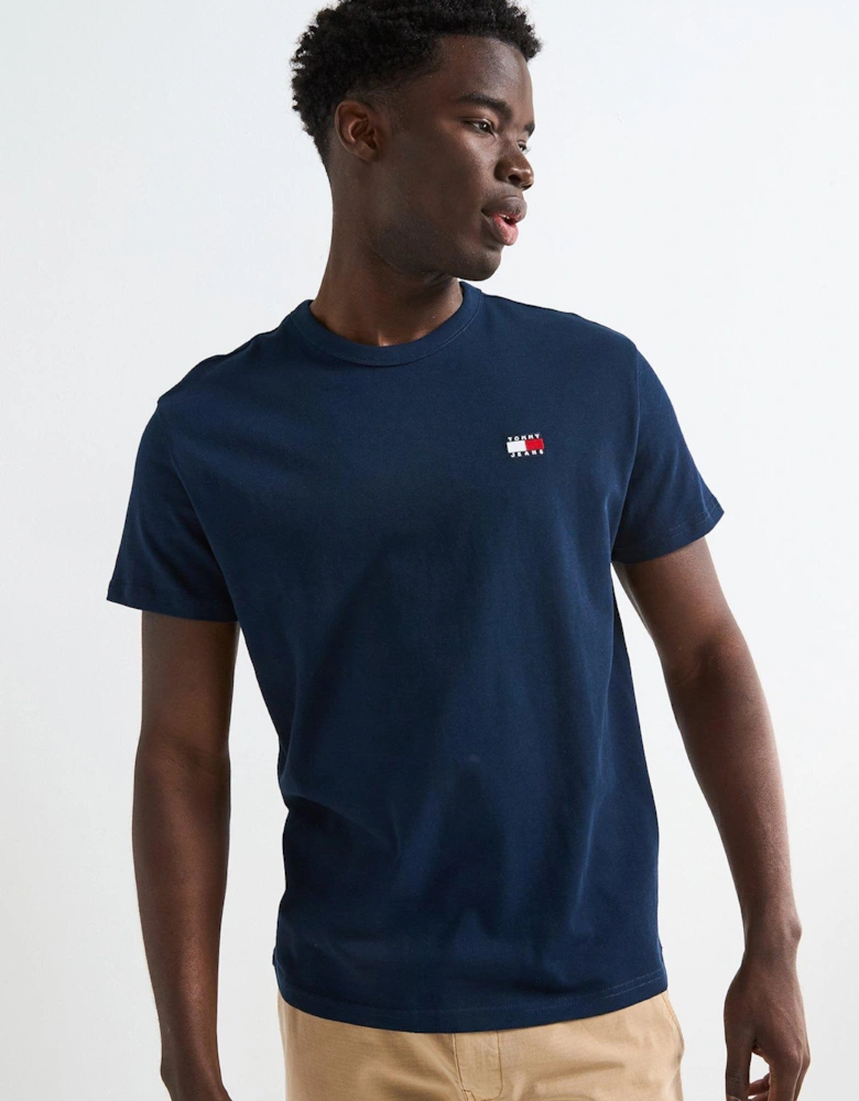 Regular Fit Left Chest Badge T-Shirt - Navy