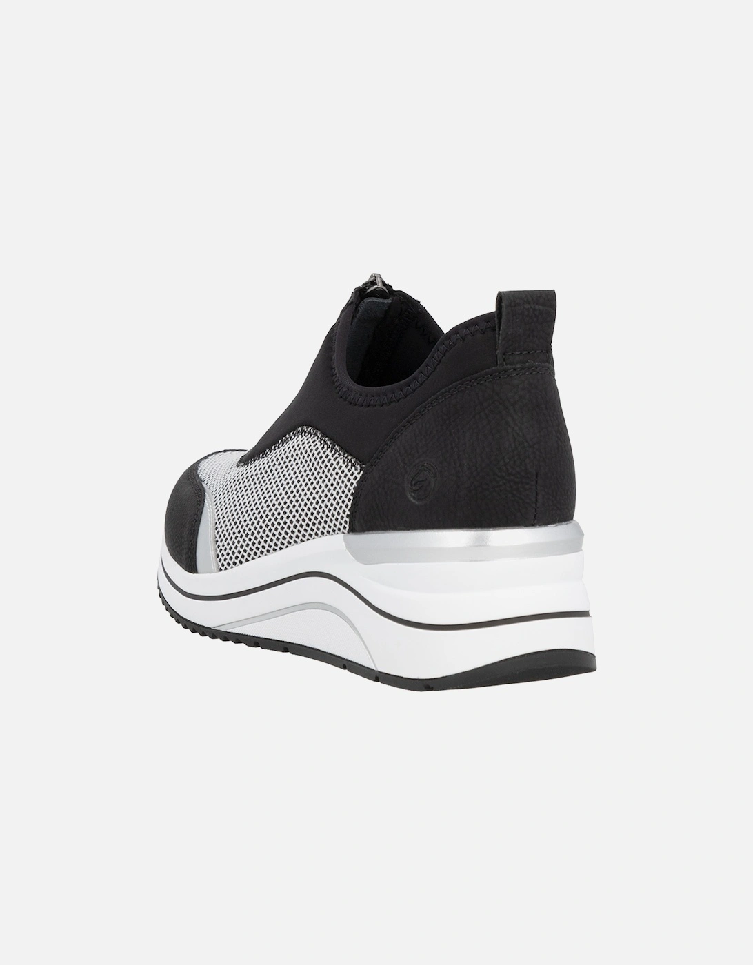 D0T08-03 Women's Zip Shoes Black/White/Silver