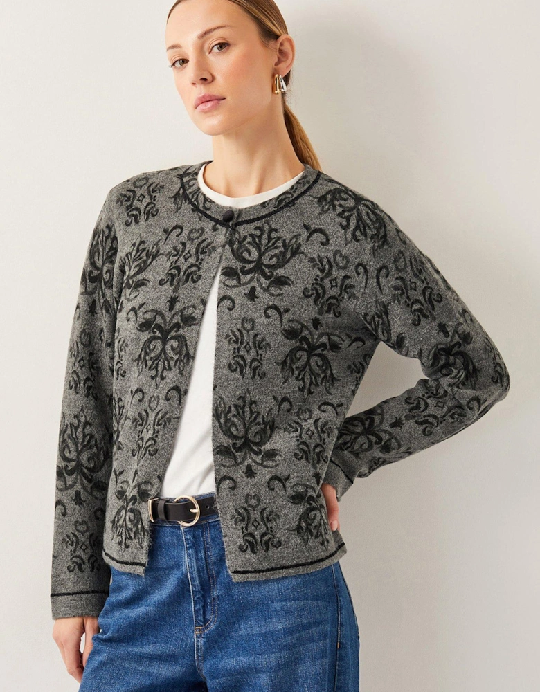 Jess Jacquard Cardigan - Grey