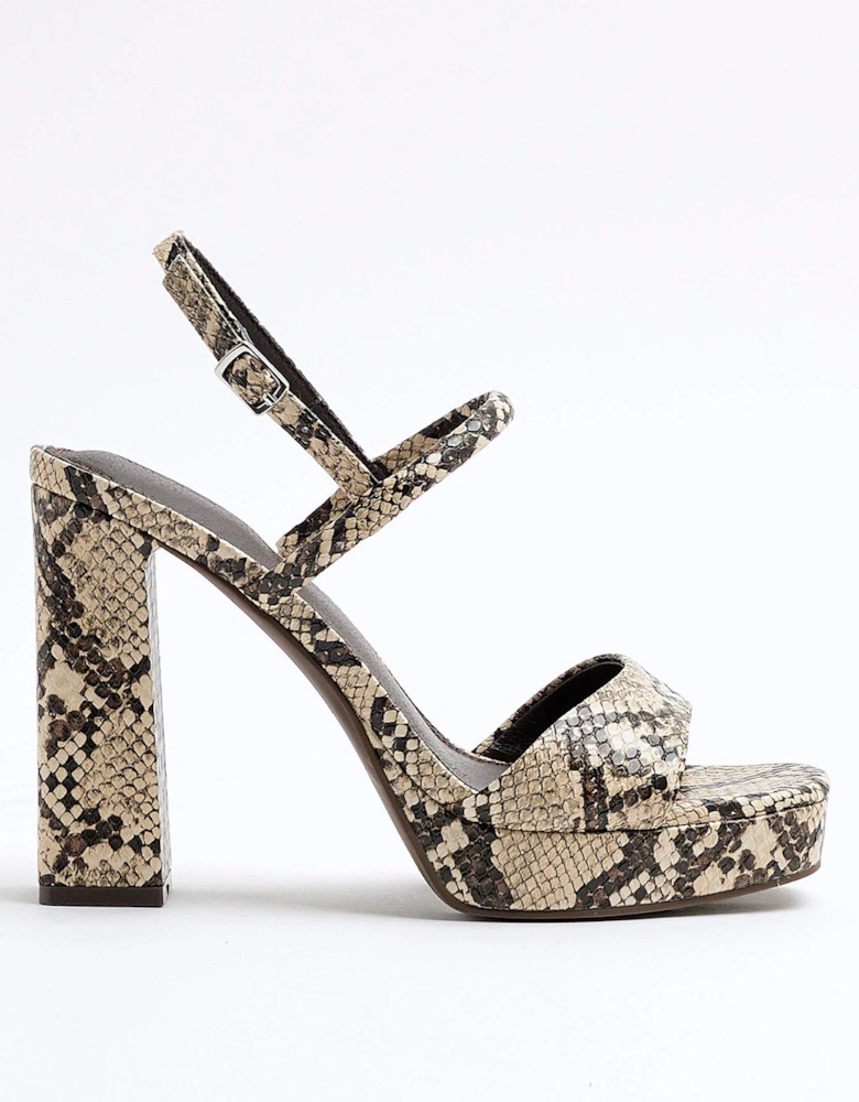 Snake Print Sling Back Platform Sandals