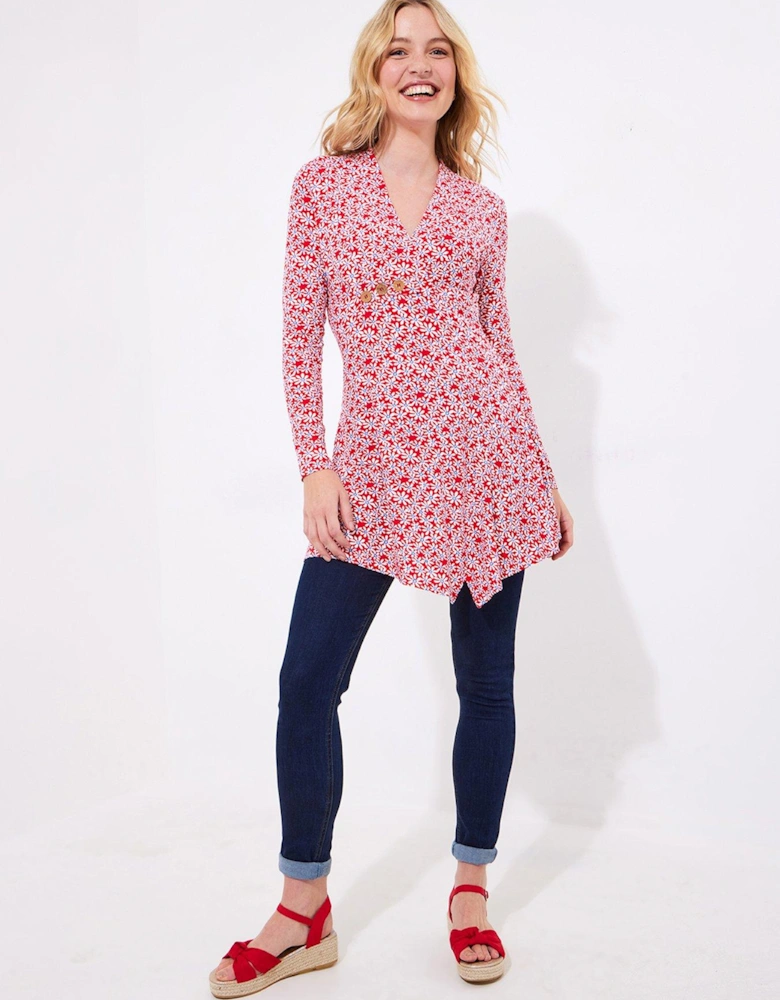 Katie Printed Jersey Tunic - Red