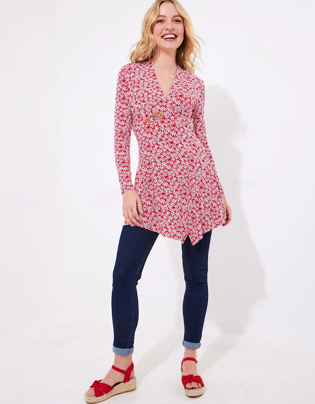 Katie Printed Jersey Tunic - Red, 2 of 1