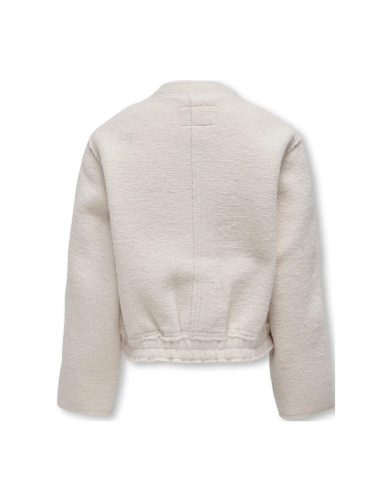 Girls Boucle Bomber Jacket - Moonbeam - Cream