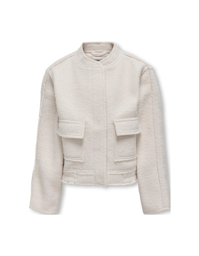 Girls Boucle Bomber Jacket - Moonbeam - Cream