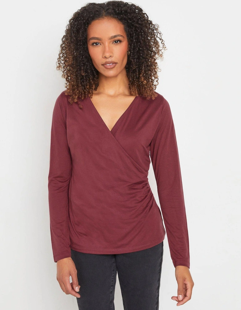 Long Sleeve Wrap Top - Purple