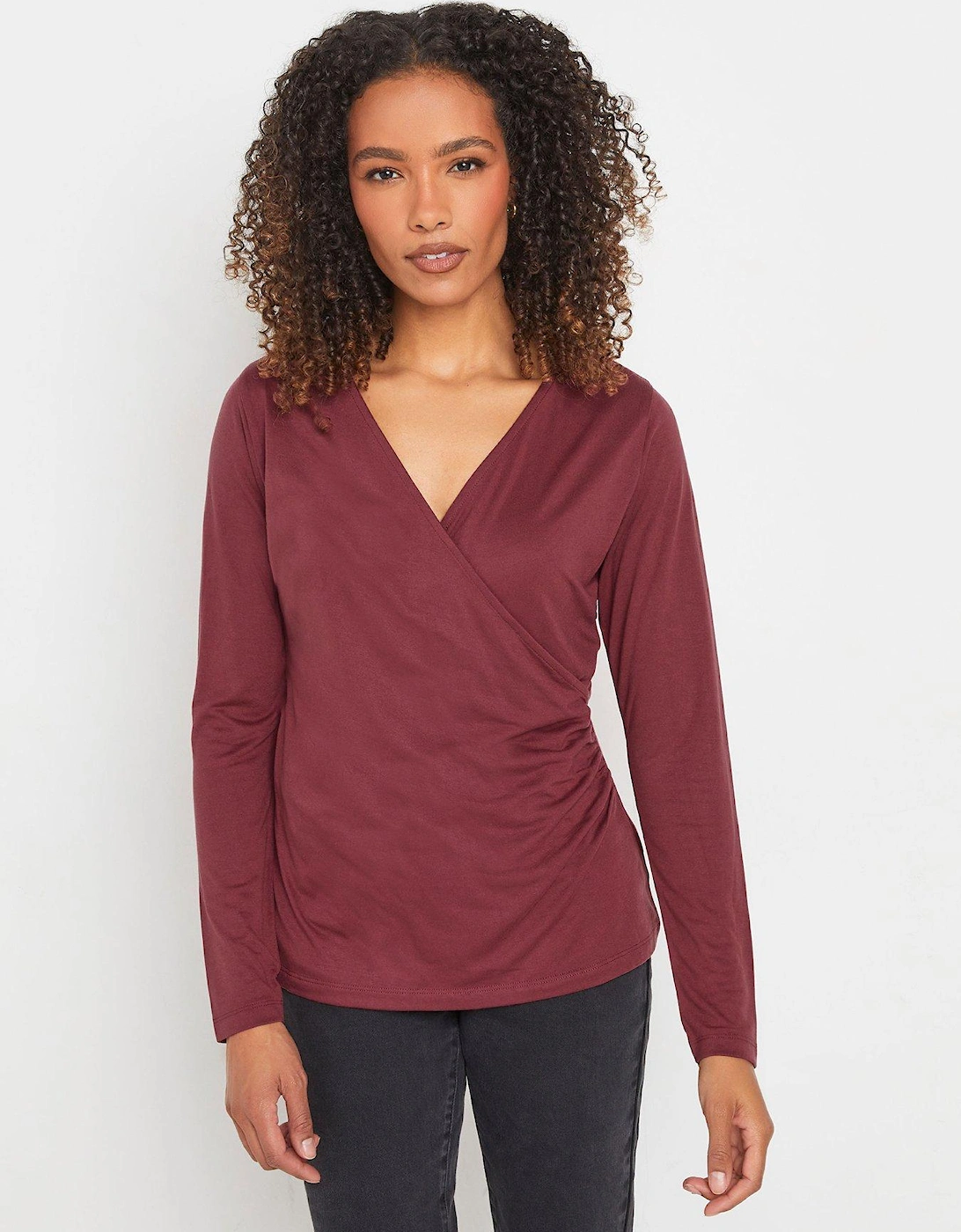 Long Sleeve Wrap Top - Purple, 2 of 1