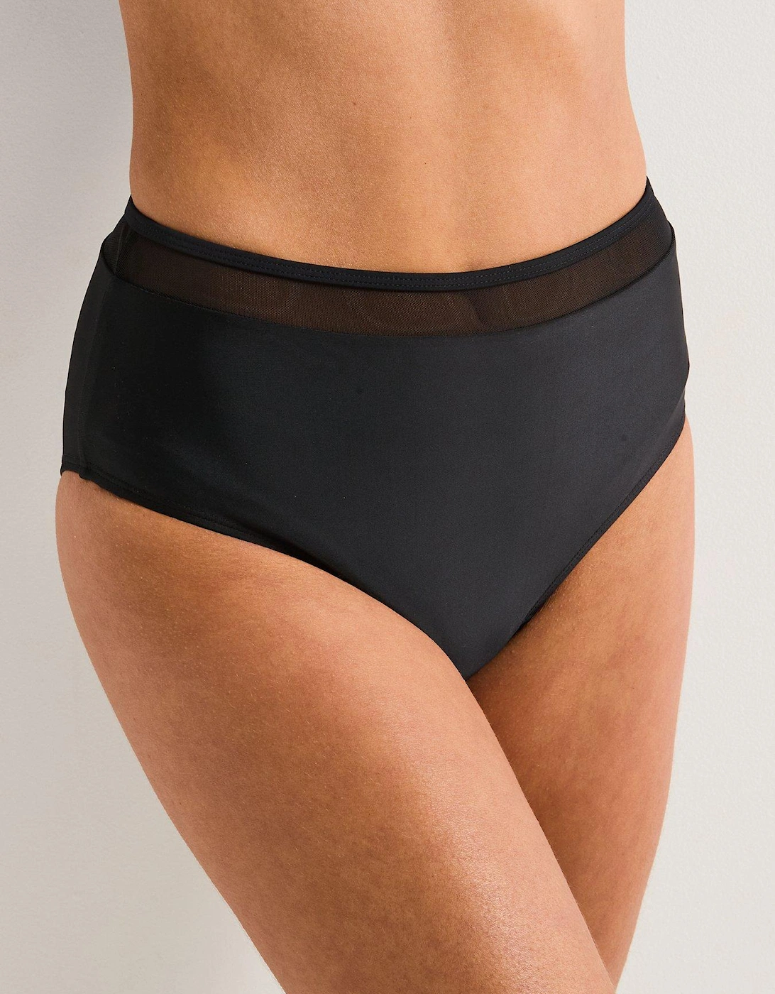 Shape Enhancing Mesh Insert High Waisted Brief - Black