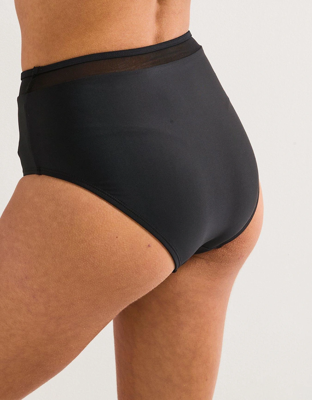 Shape Enhancing Mesh Insert High Waisted Brief - Black