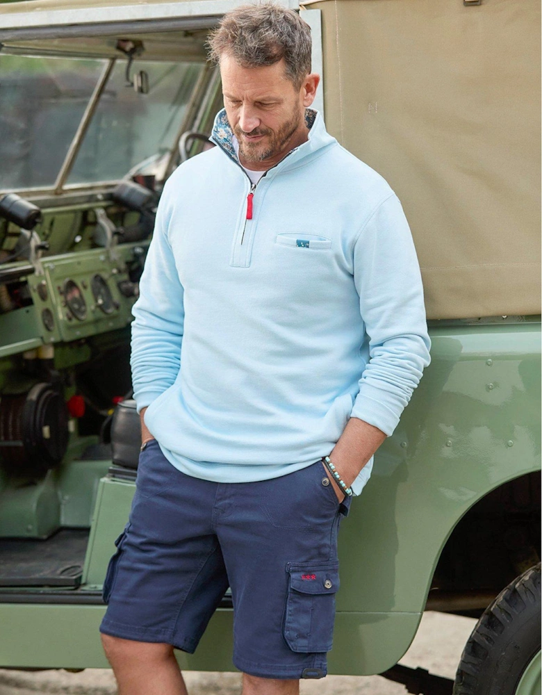 Very Versatile Funnel Neck Quarter Zip Sweat - Light Blue