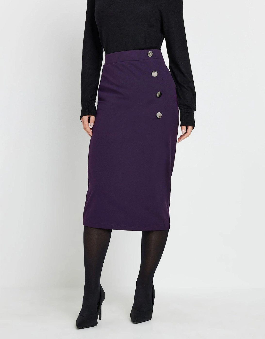 Petite Button Midi Skirt - Purple, 2 of 1