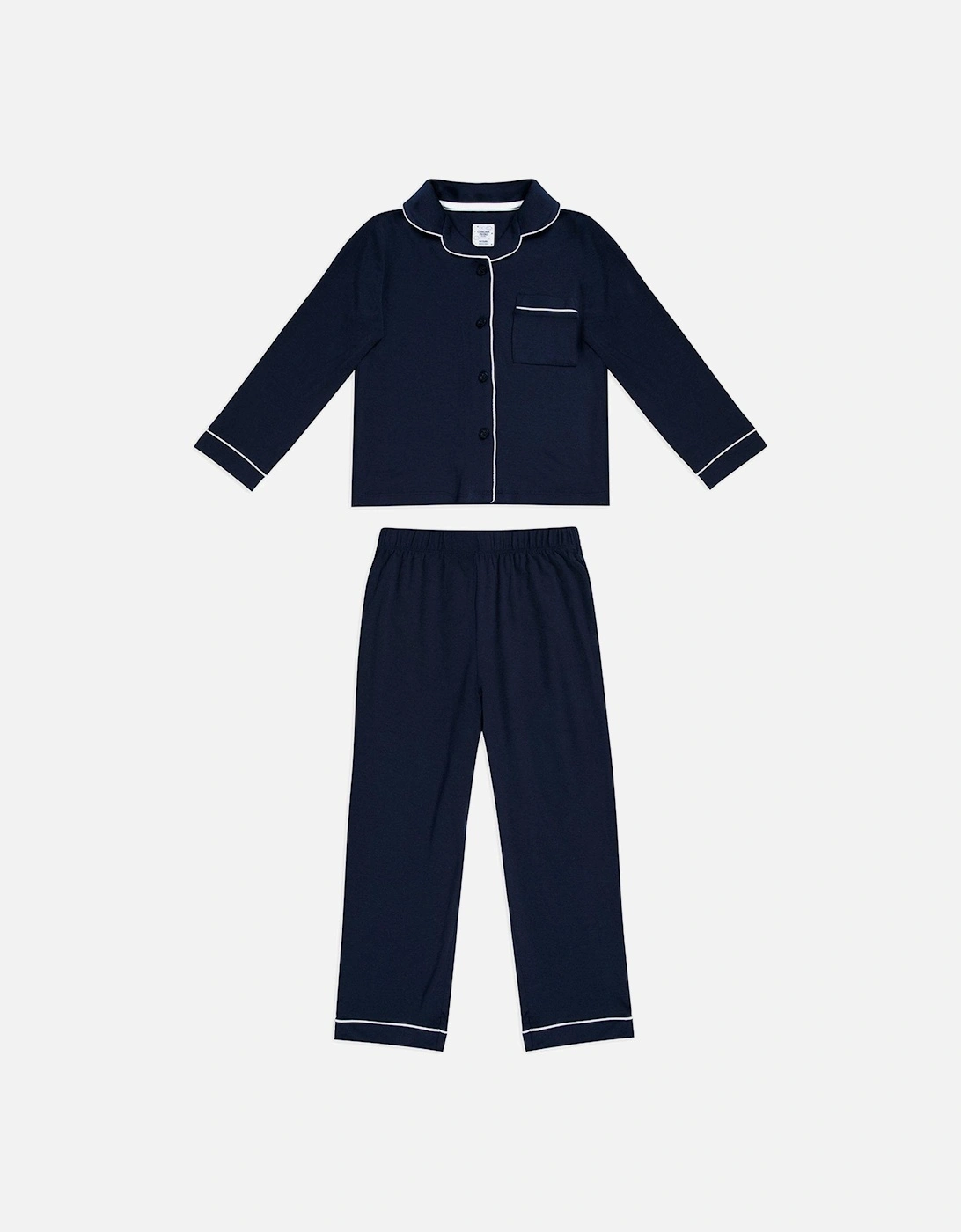 Kids Unisex Modal Button Up Long Pyjamas - Navy, 2 of 1