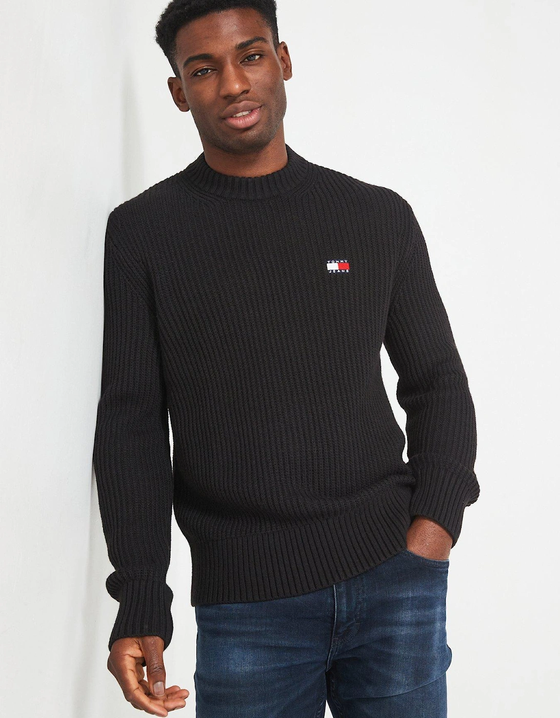 Regular Fit Badge Textured Crew Neck Knitted Jumper - Black, 7 of 6