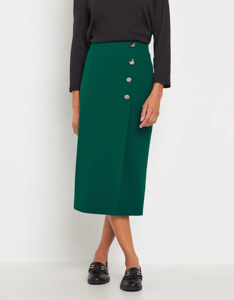 Button Detail Midi Skirt - Teal