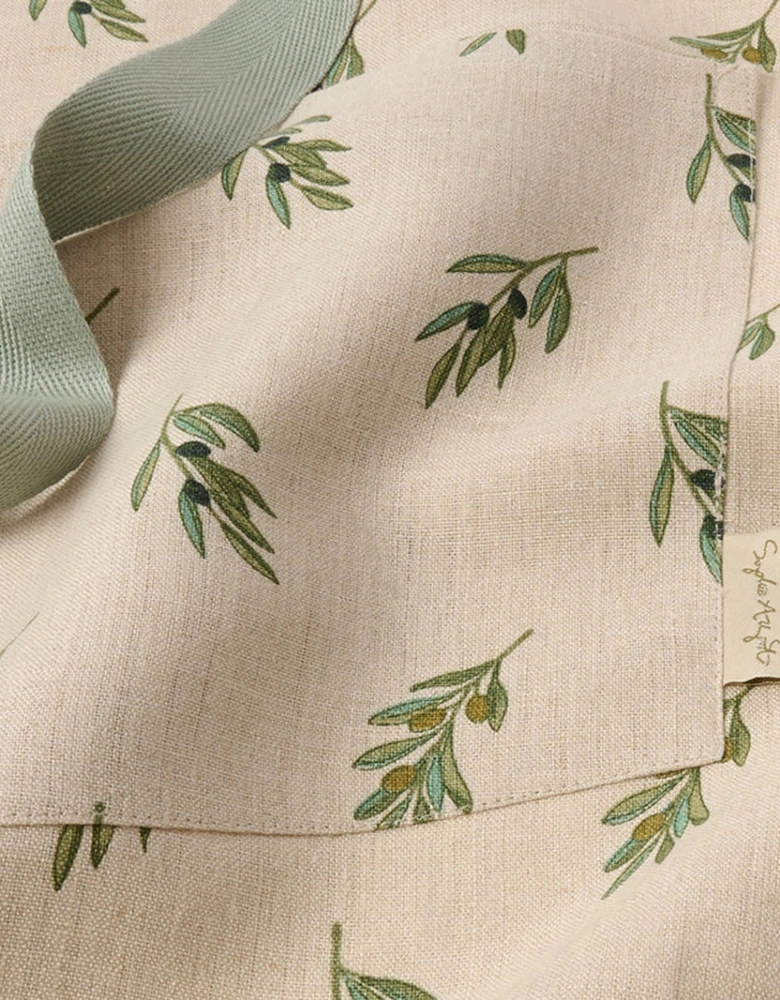 Olive Linen Cross Back Apron