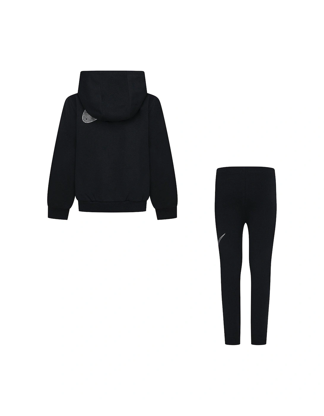 Kids Girls Shine Hoody Legging Tracksuit - Black