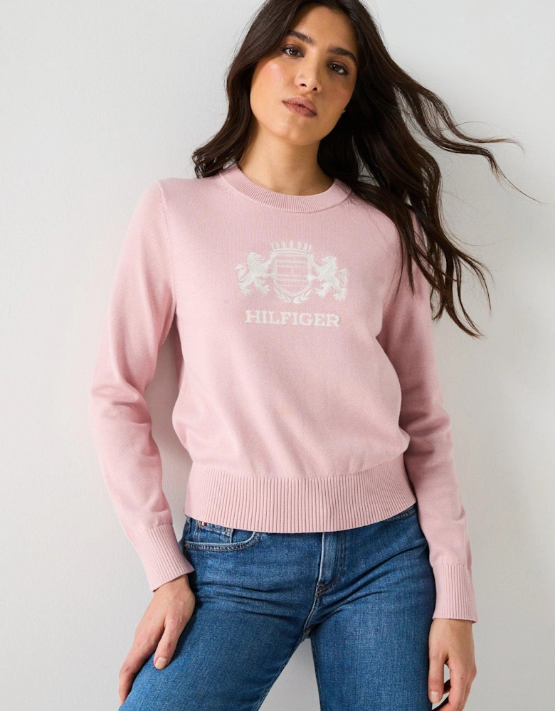 Crest Logo Knitted Jumper - Pink