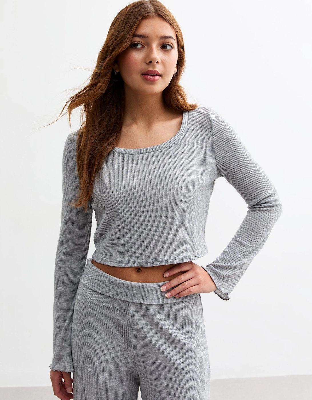 Girls Grey Top And Bottoms Set