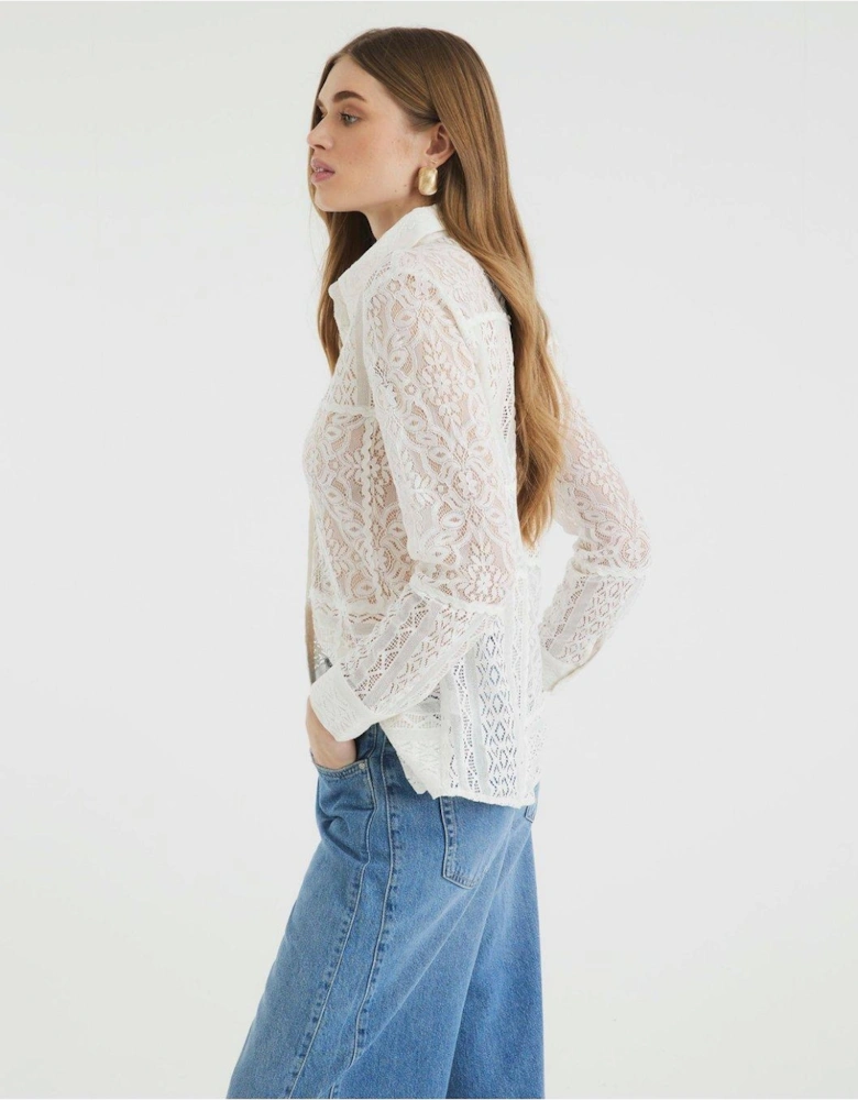 All Over Lace Shirt - Cream