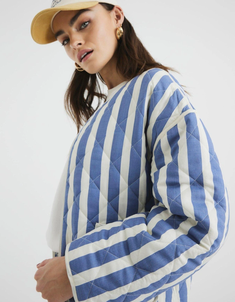 Reversible Floral/Stripe Jacket - Blue