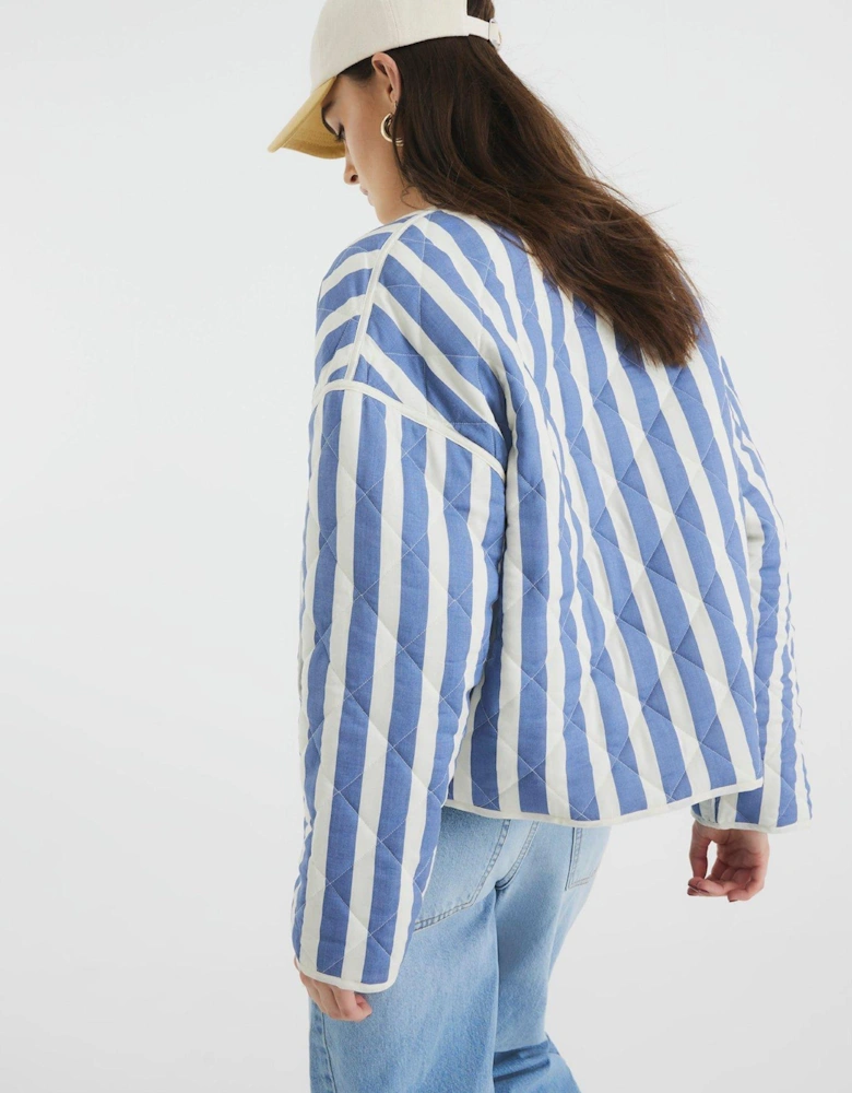 Reversible Floral/Stripe Jacket - Blue