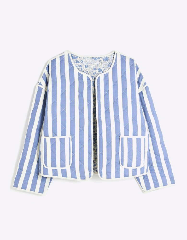 Reversible Floral/Stripe Jacket - Blue
