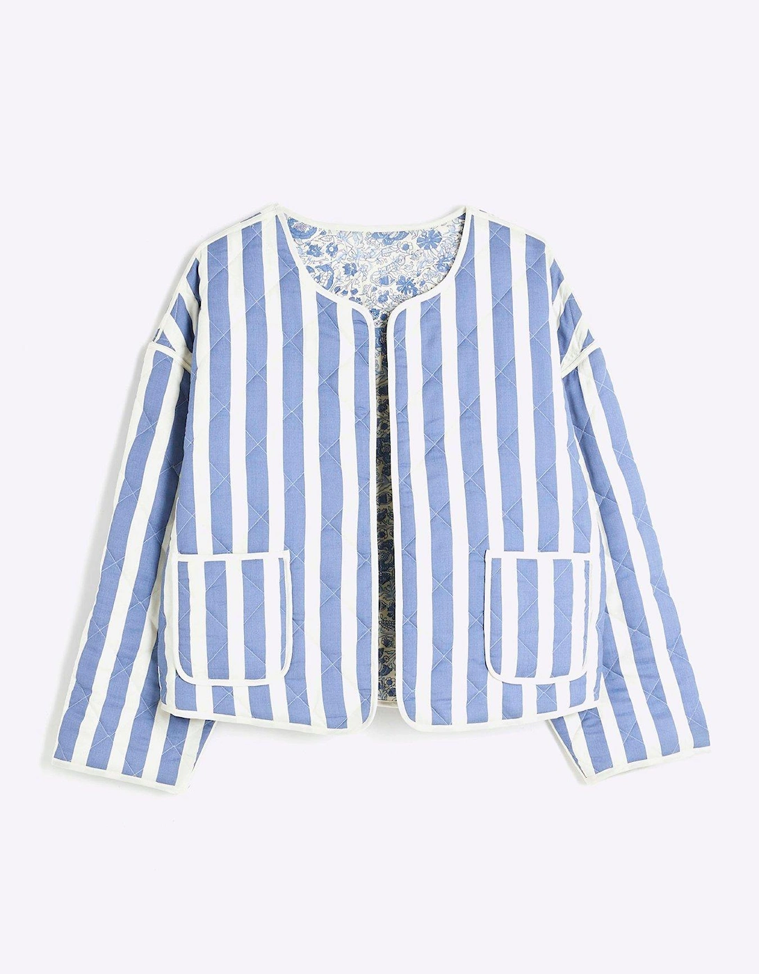 Reversible Floral/Stripe Jacket - Blue