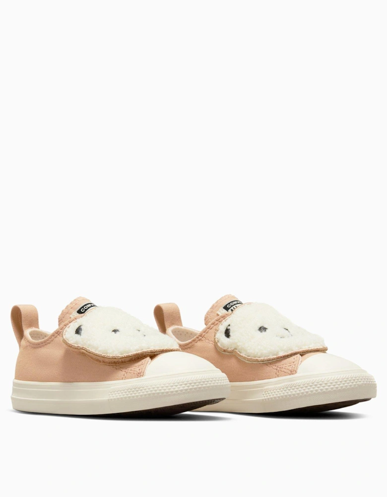 Infant Cozy Essentials Chuck Taylor All Star Strap Teddy Bear Trainers - Beige