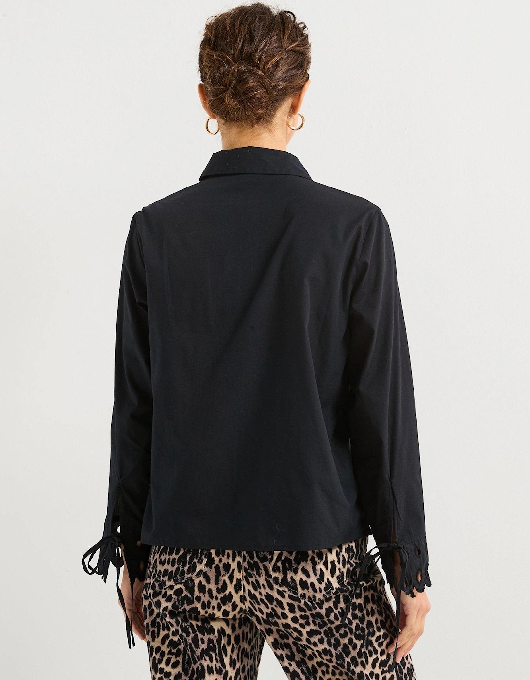 Long Sleeve Cut Out Shirt - Black