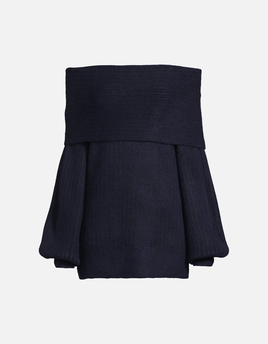 Chunky Off The Shoulder Knitted Top - Navy