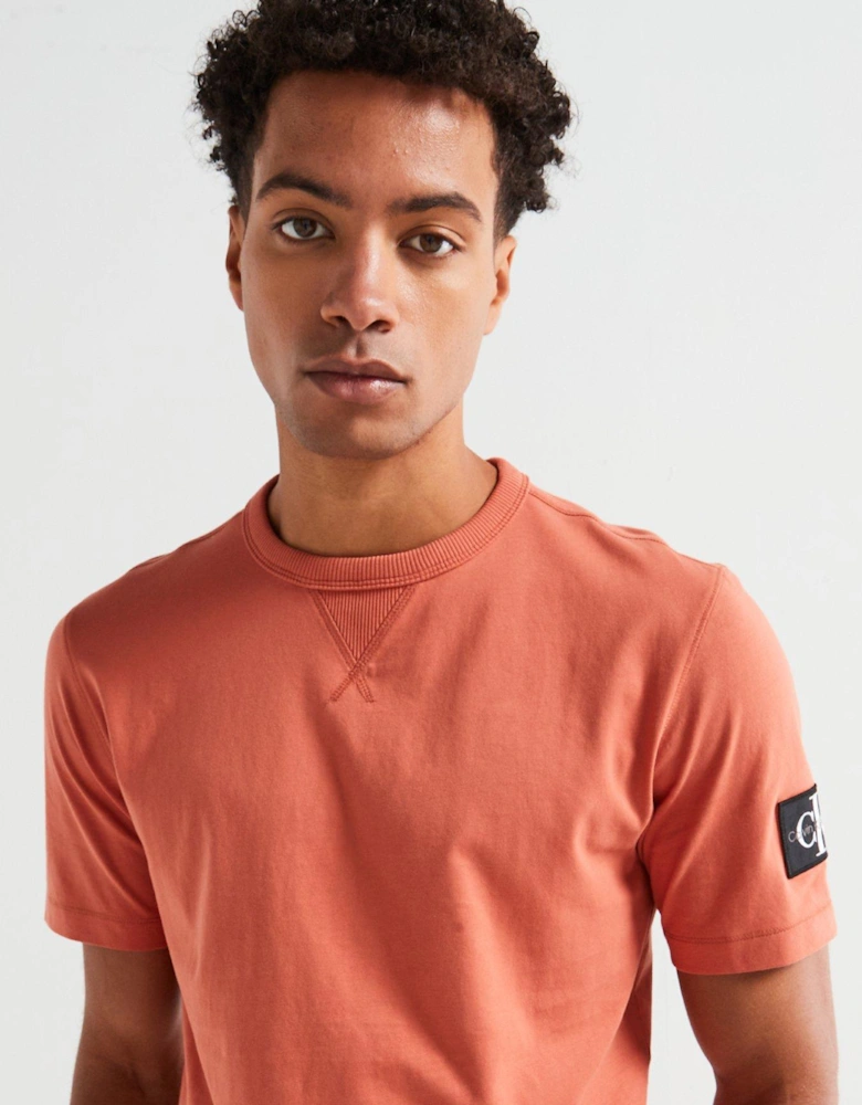 Badge Sleeve Regular Fit T-Shirt - Light Red