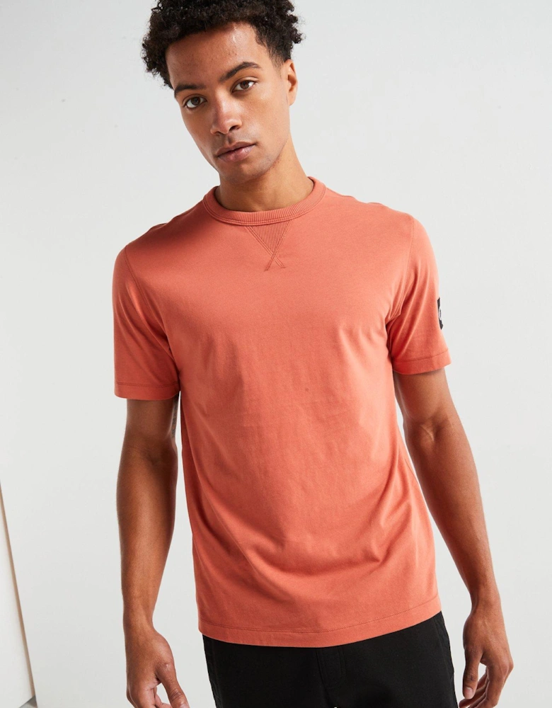 Badge Sleeve Regular Fit T-Shirt - Light Red