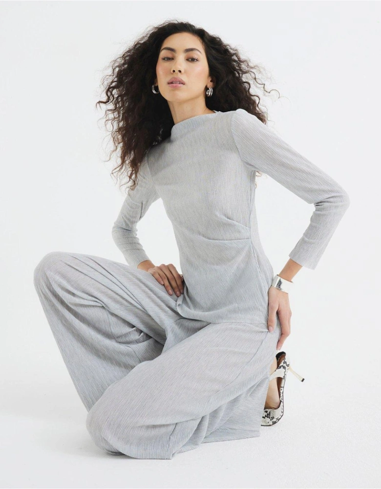 Wide Leg Trouser Set - Light Grey