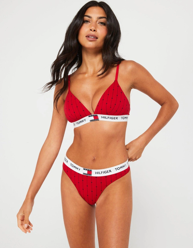 Heart Print Bra - Red