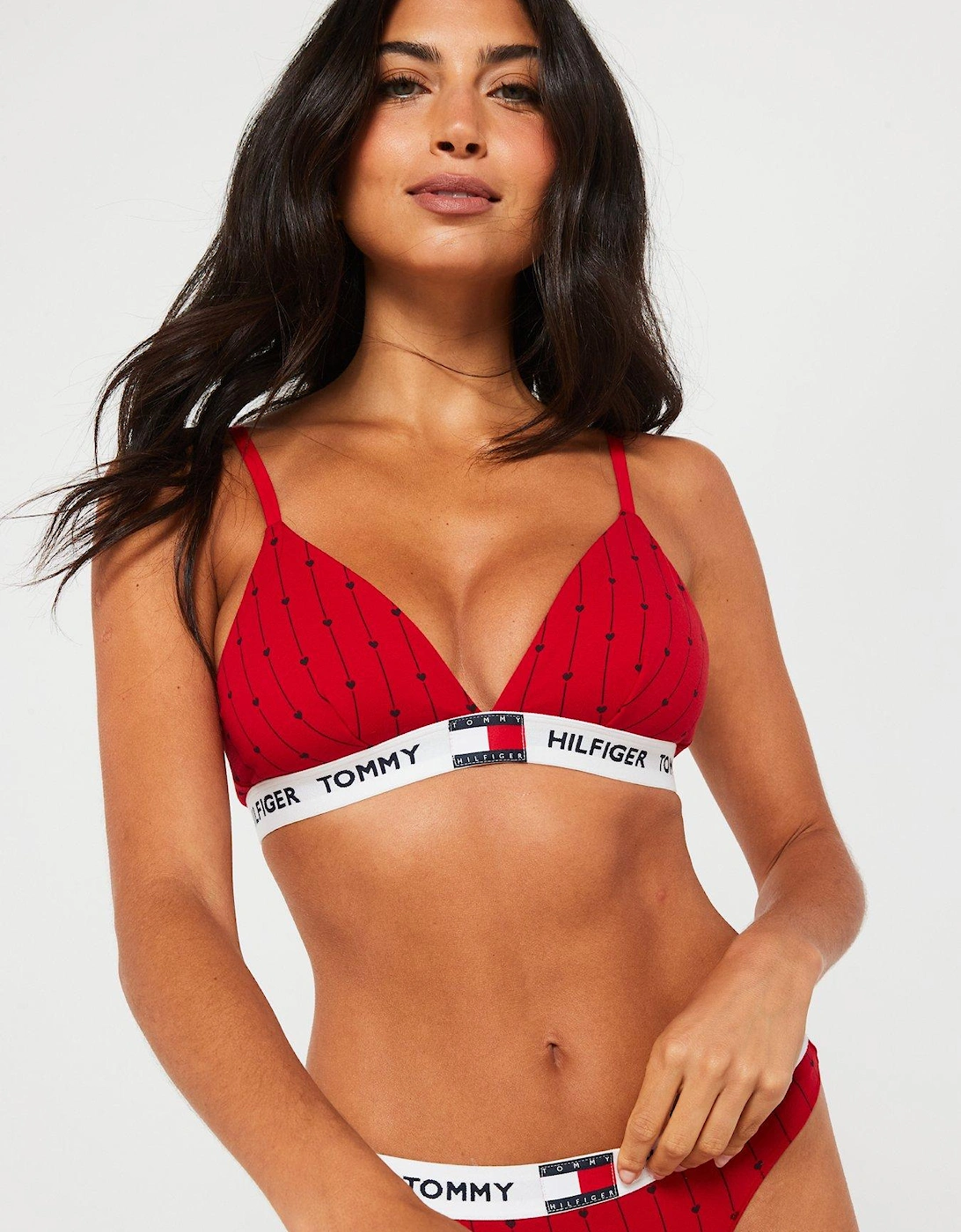 Heart Print Bra - Red