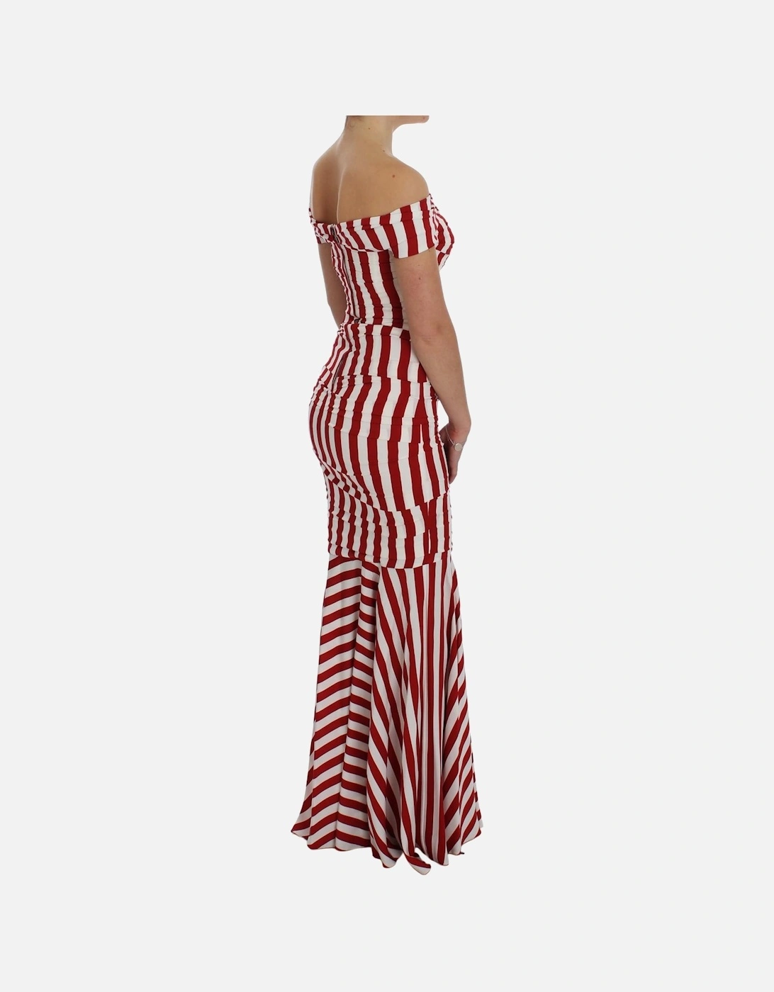 Striped Silk Stretch Bodycon Dress with Corset and Logo Details Women