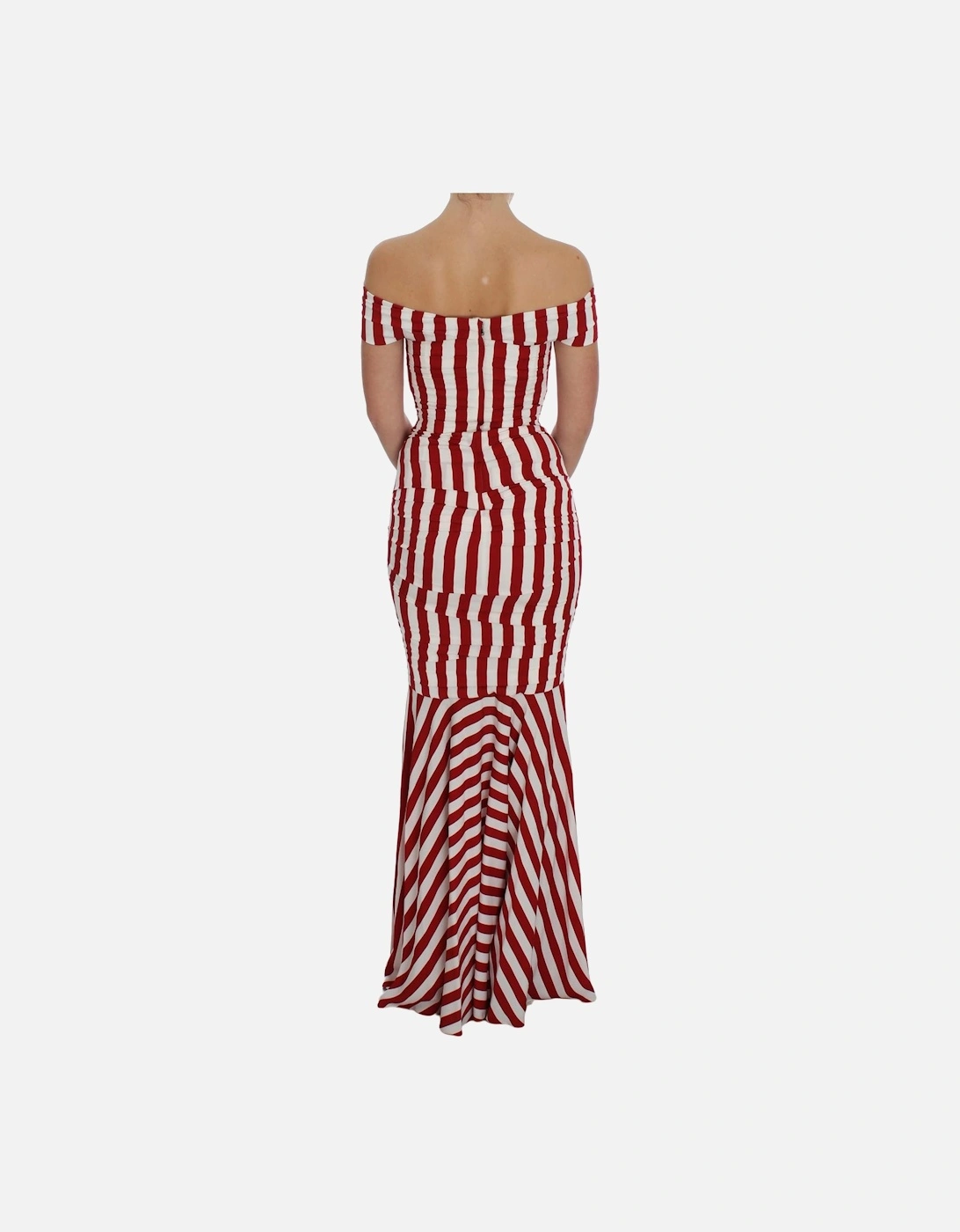 Striped Silk Stretch Bodycon Dress with Corset and Logo Details Women